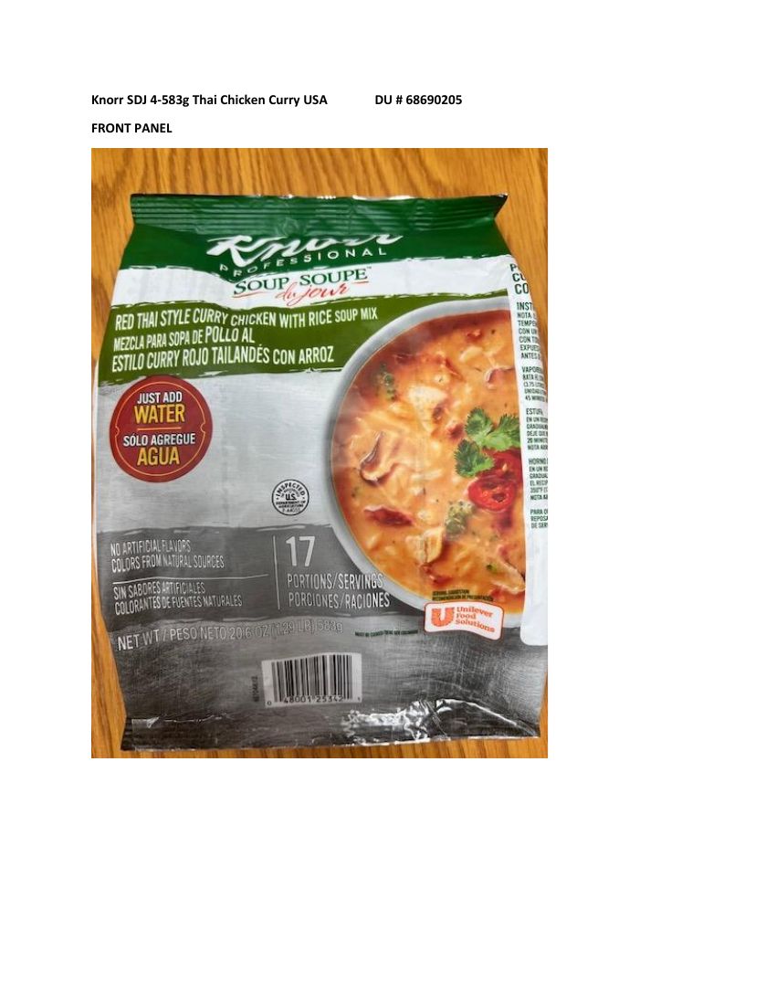 Knorr Professional Red Thai Chicken Curry Soup Mix Recalled for Undeclared Milk