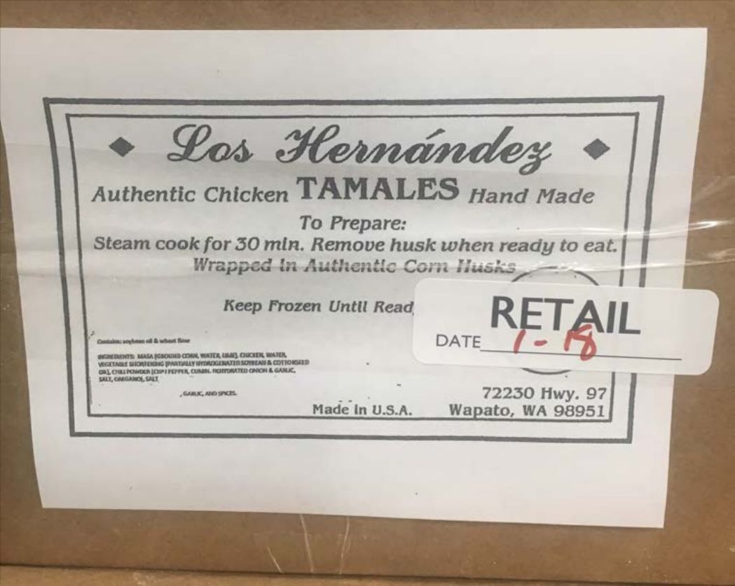 Los Hernandez Chicken and Pork Tamales Recalled for Lack of Inspection
