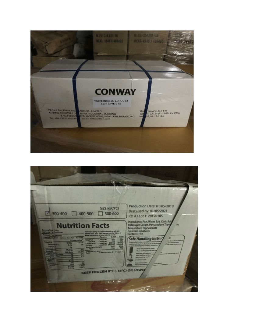 Conway Tilapia Fillets Recalled for Failure to Meet Inspection Requirements