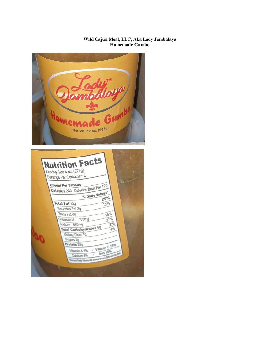 Lady Jambalaya Homemade Jambalaya and Gumbo Recalled for Lack of Inspection