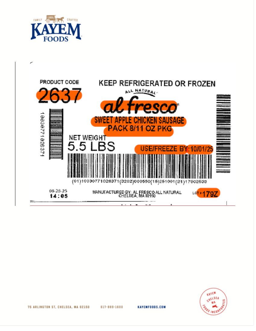 al fresco Sweet Apple Chicken Sausage Recalled for Plastic Contamination