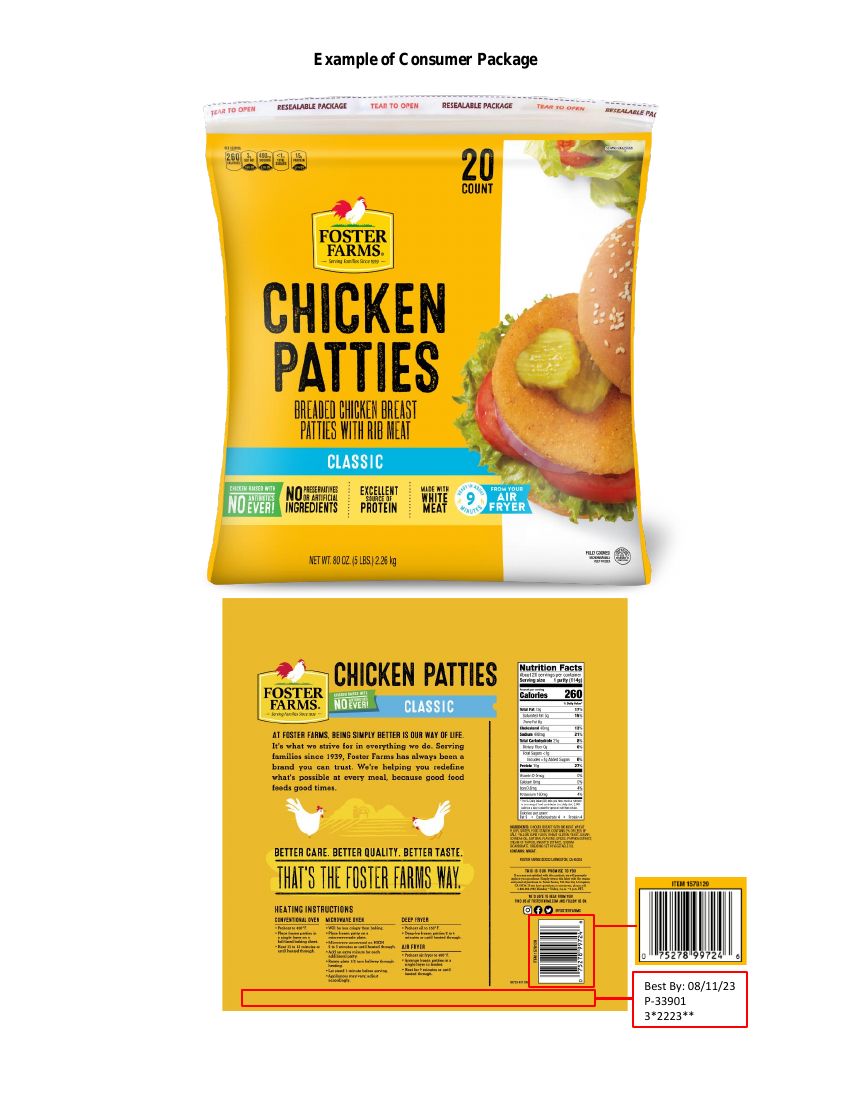 Foster Farms Chicken Patties Recalled for Possible Plastic Contamination