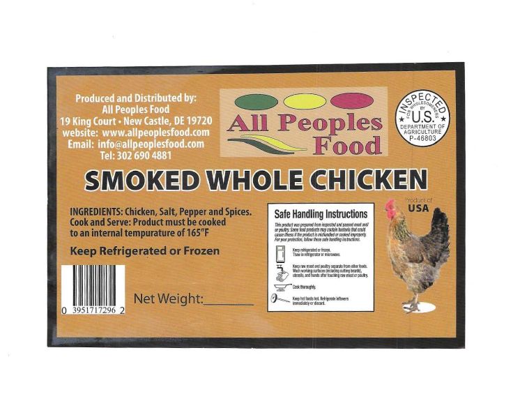 All Peoples Food Smoked Whole Chicken Recalled for Undeclared MSG
