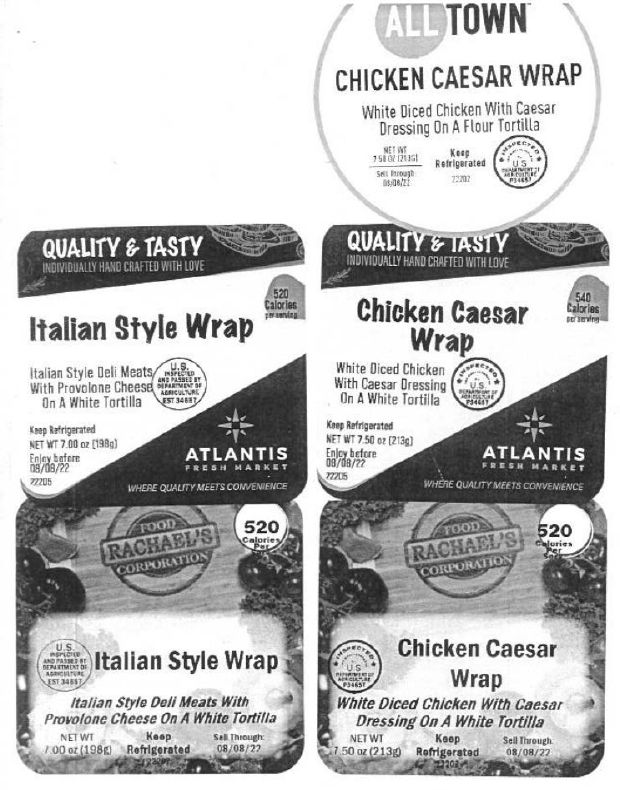 Rachael's and Atlantis Fresh Market Wraps Recalled for Listeria