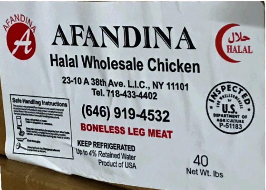 Afandina Halal Raw Chicken Recalled for Lack of Inspection
