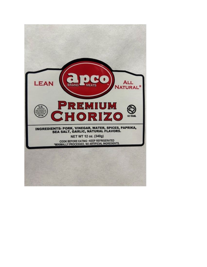 apco BRAND MEATS Premium Chorizo Recalled for Plastic and Metal Contamination