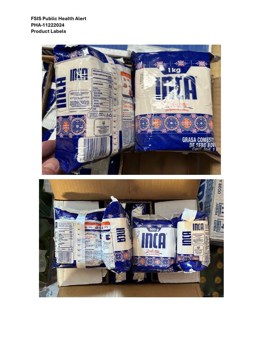 Inca Beef Tallow Products Recalled for Illegal Importation
