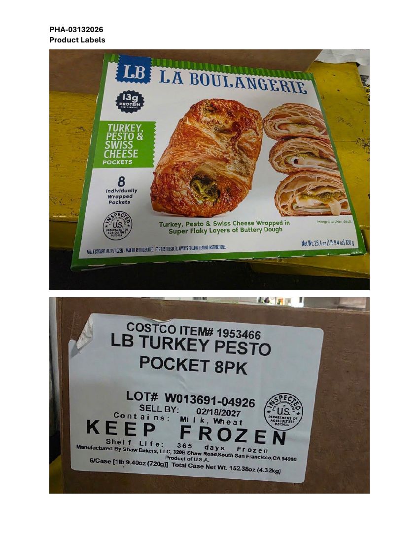 La Boulangerie Turkey Pesto & Swiss Cheese Pockets Recalled for Misbranding