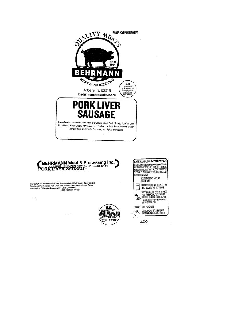 Various Behrmann Ready-to-Eat Meat Products Recalled for Listeria