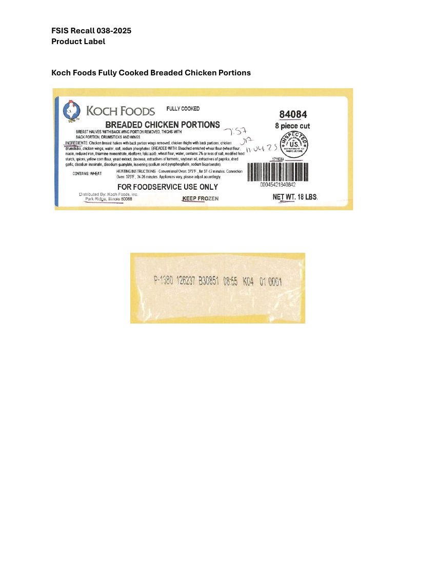 Koch Foods Fully Cooked Breaded Chicken Recalled for Undeclared Soy