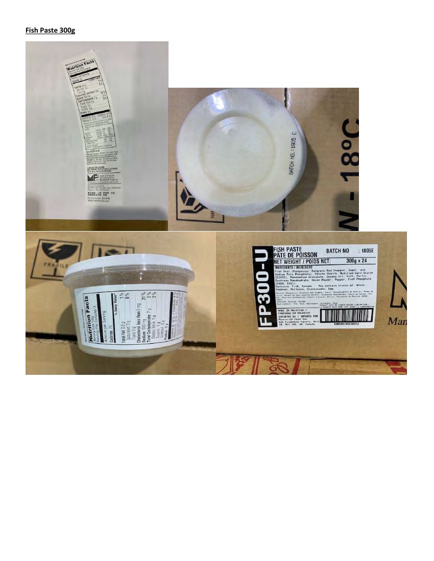 Mannarich Siluriformes Fish Products Recalled for Lack of Import Inspection