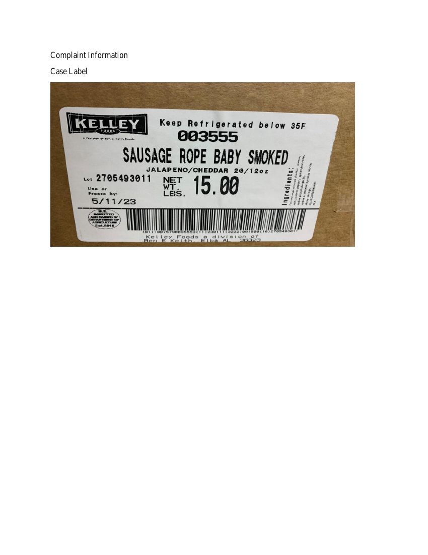 Kelley Foods Smoked Baby Rope Sausage Recalled for Undeclared Milk