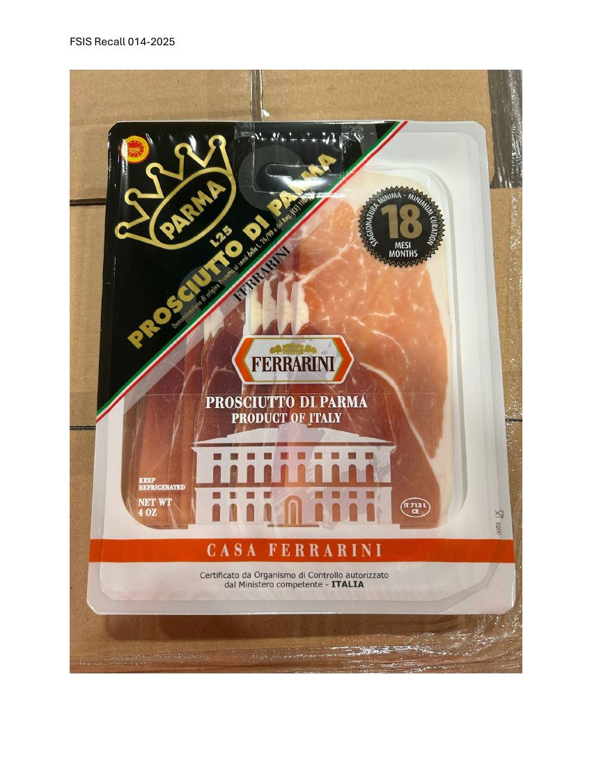 Ferrarini Prosciutto di Parma Recalled for Import Violation