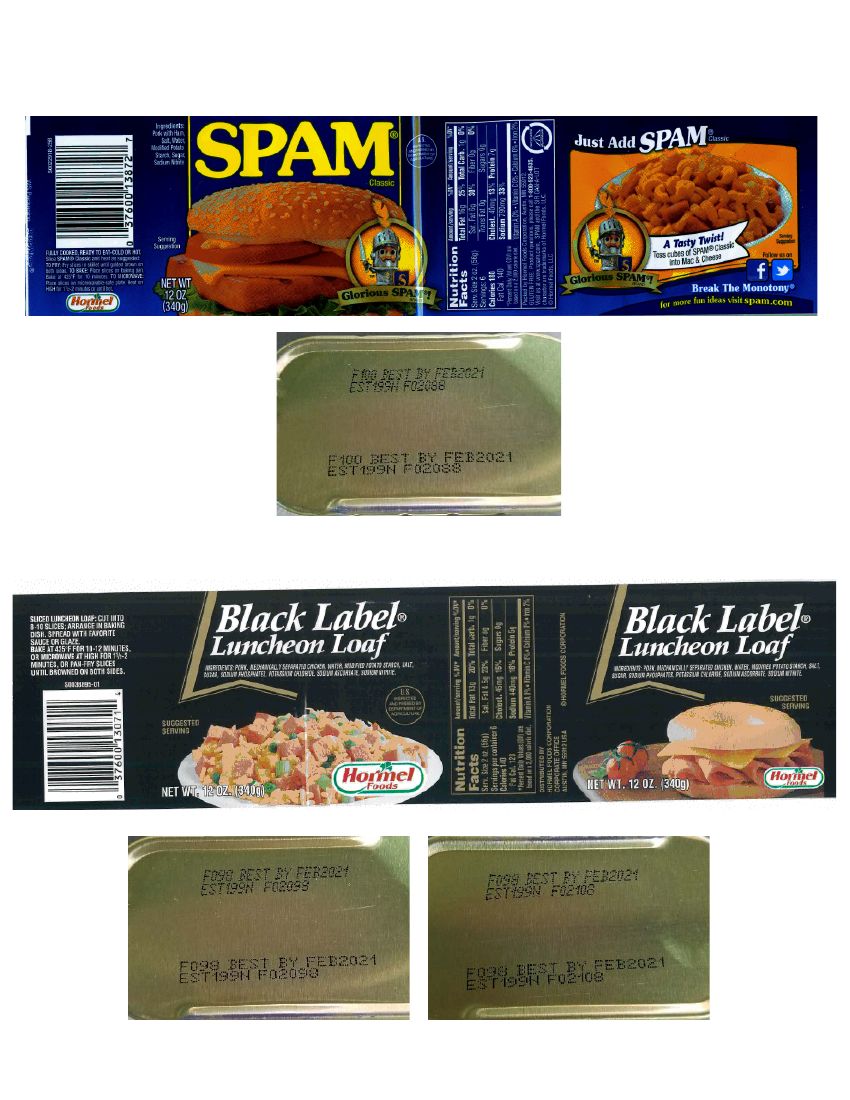 SPAM Classic and Hormel Black Label Luncheon Loaf Recalled for Metal Pieces