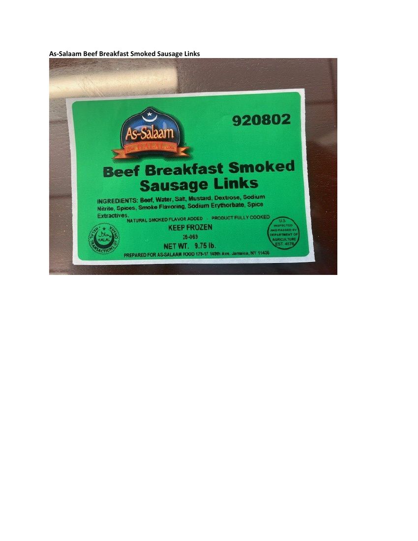 Various Sliced Meats and Sausages Recalled for High Sodium Nitrite Levels