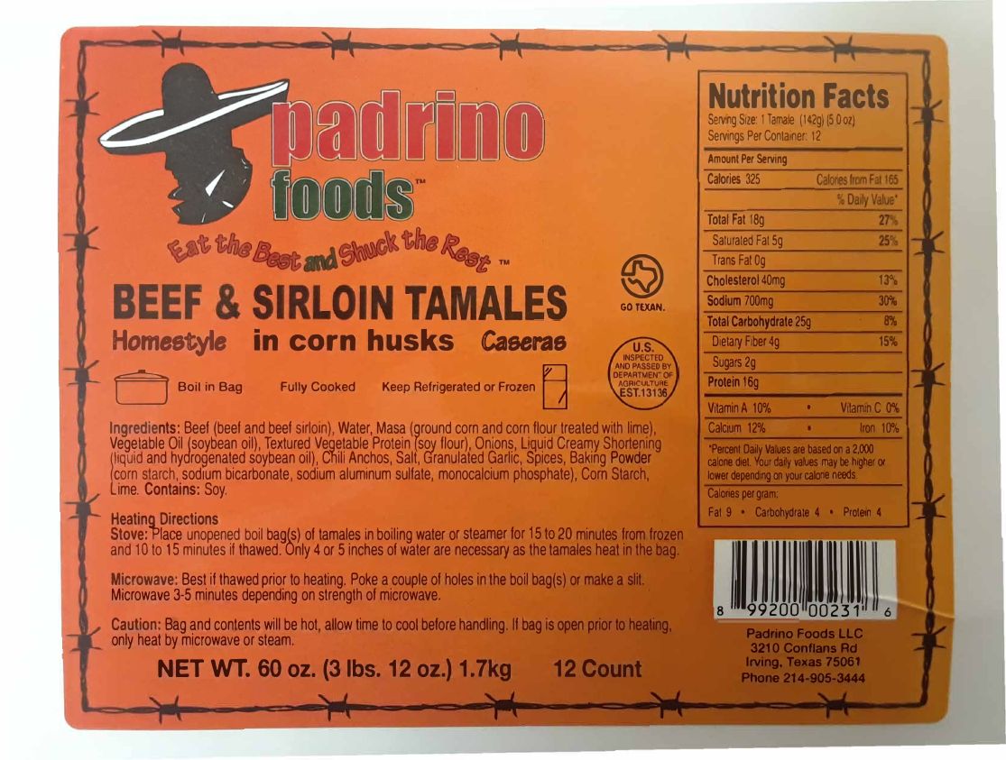 Padrino Foods Beef & Sirloin Tamales Recalled for Undeclared Pork