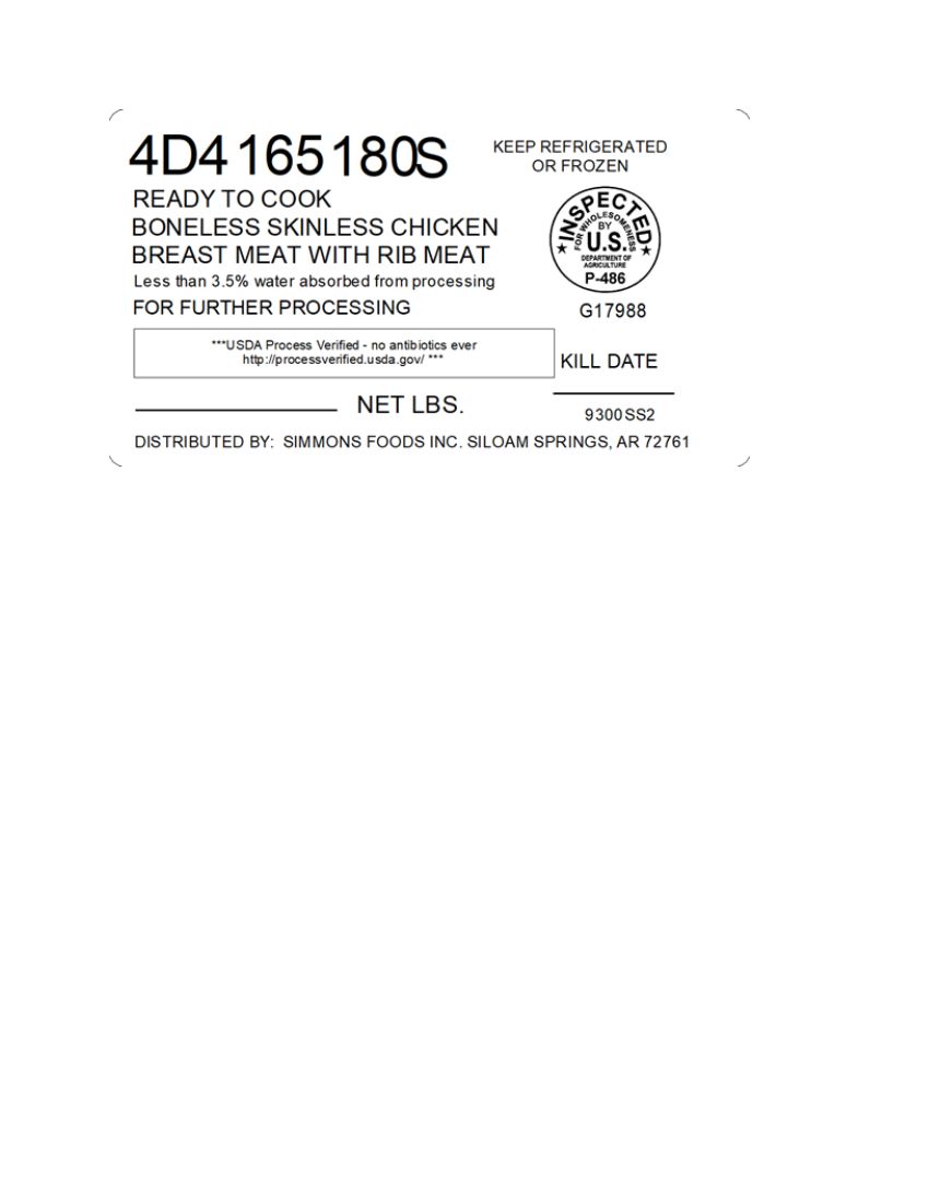 Simmons Ready to Cook Poultry Recalled for Possible Metal Contamination