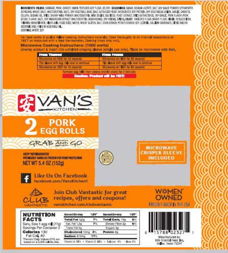 Van's Kitchen Pork Egg Rolls Recalled for Plastic Contamination