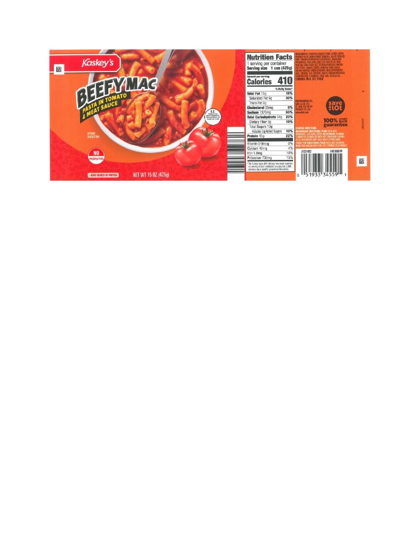 Kaskey’s Beefy Mac Recalled for Possible Processing Defect