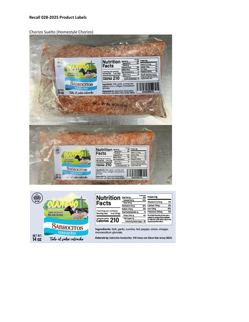 Sabrositos Hondureños Meat Products Recalled for Lacking Federal Inspection