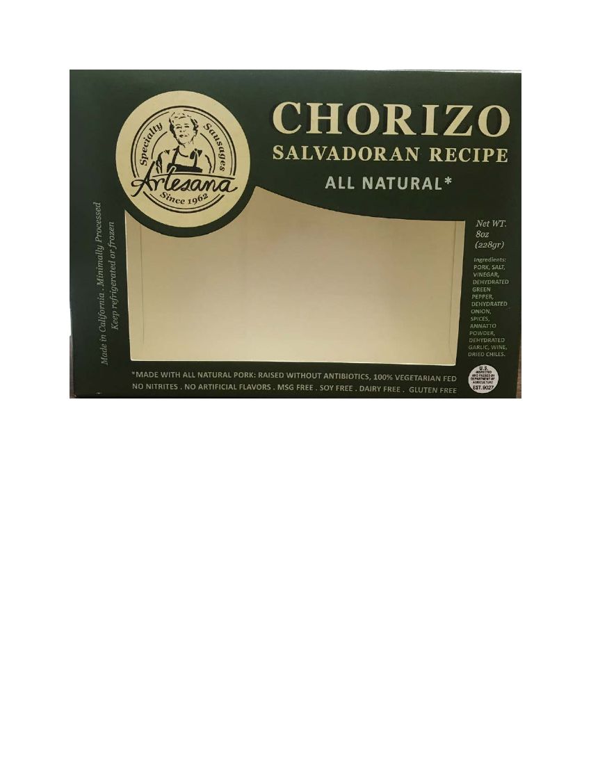 Artesana Salvadoran Recipe Chorizo Recalled for Undeclared Sesame