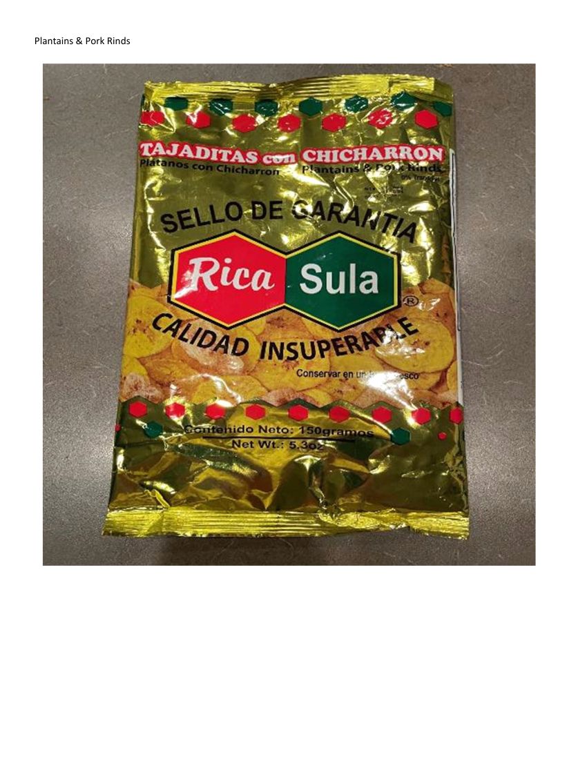 Rica Sula Tajaditas con Chicharron Recalled for Import Violation