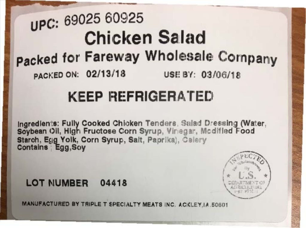 Chicken Salad Recalled for Possible Salmonella Contamination