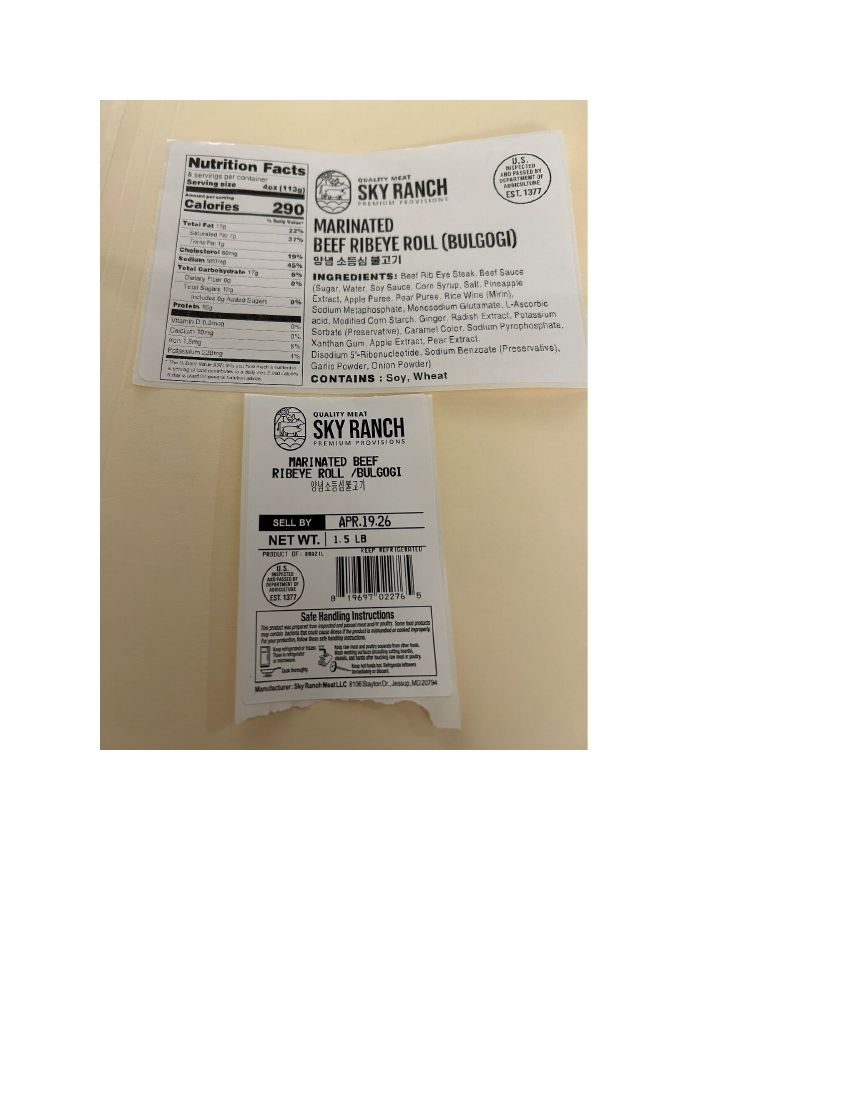 Sky Ranch Marinated Beef and Pork Products Recalled for Undeclared Sesame