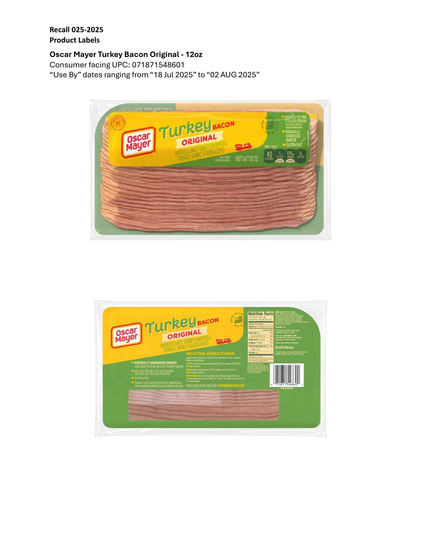 Oscar Mayer Turkey Bacon Recalled for Possible Listeria Contamination
