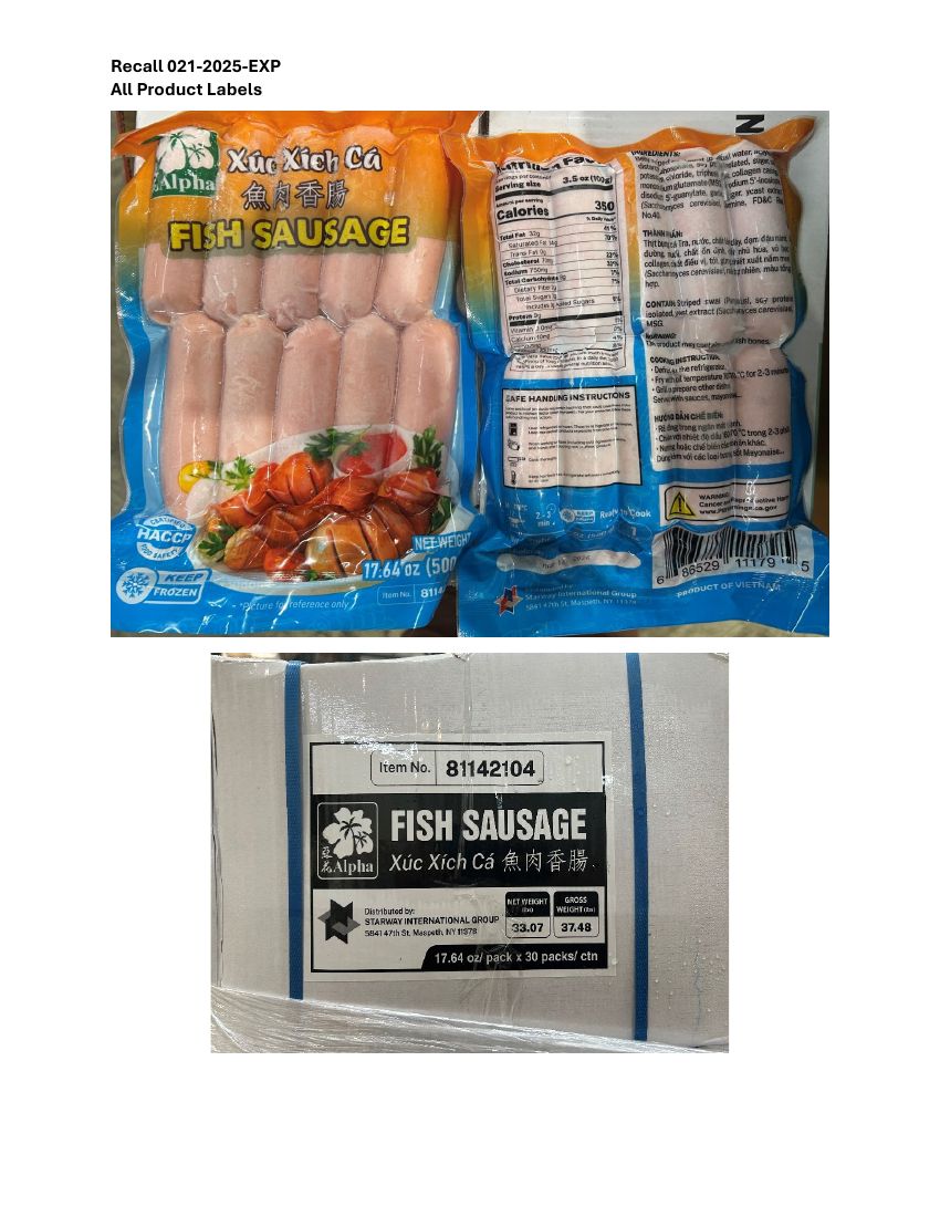 Alpha Fish Sausage and Fish Balls Recalled for Import Violation