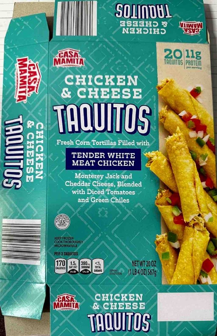 Casa Mamita Chicken & Cheese Taquitos Recalled for Metal Contamination