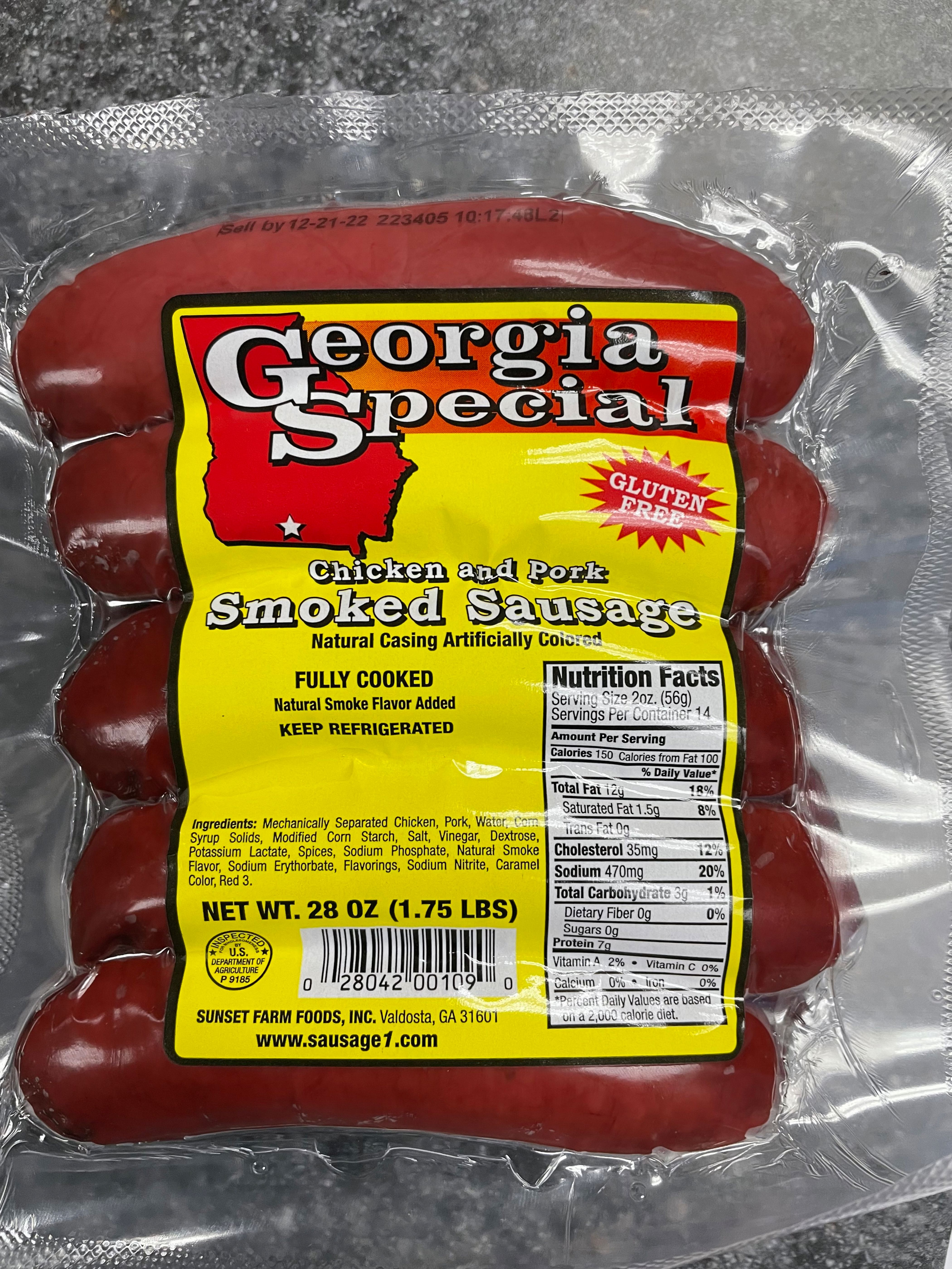 Georgia Special Chicken and Pork Smoked Sausage Recalled for Plastic Fragments