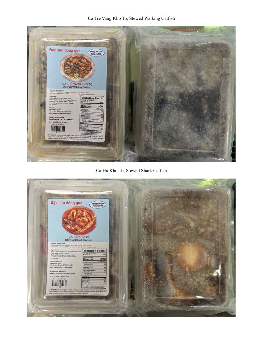 Nail Factory Frozen Catfish Products Recalled for Import Violations