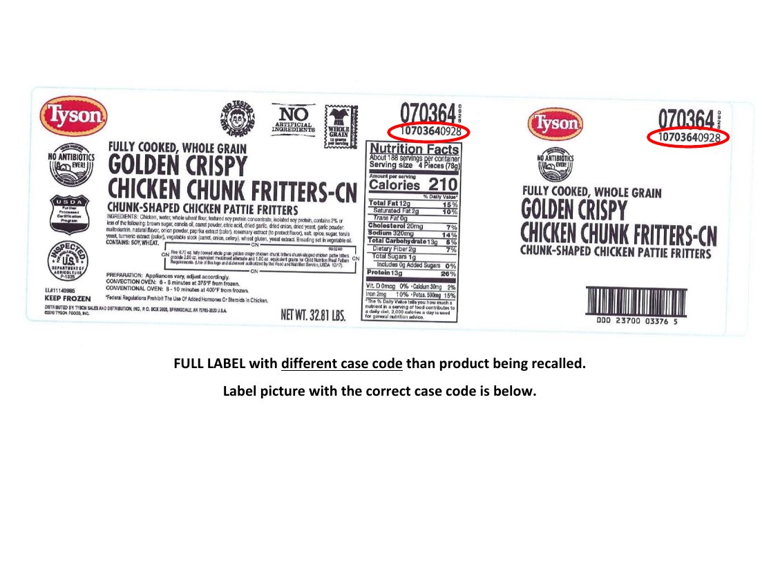 Tyson Fully Cooked Chicken Fritters Recalled for Hard Plastic Contamination