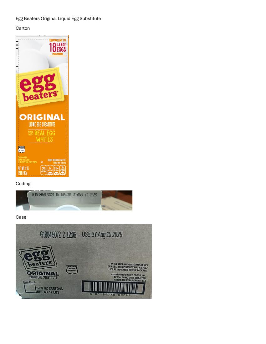 Egg Beaters and Bob Evans Liquid Egg Products Recalled for Contamination
