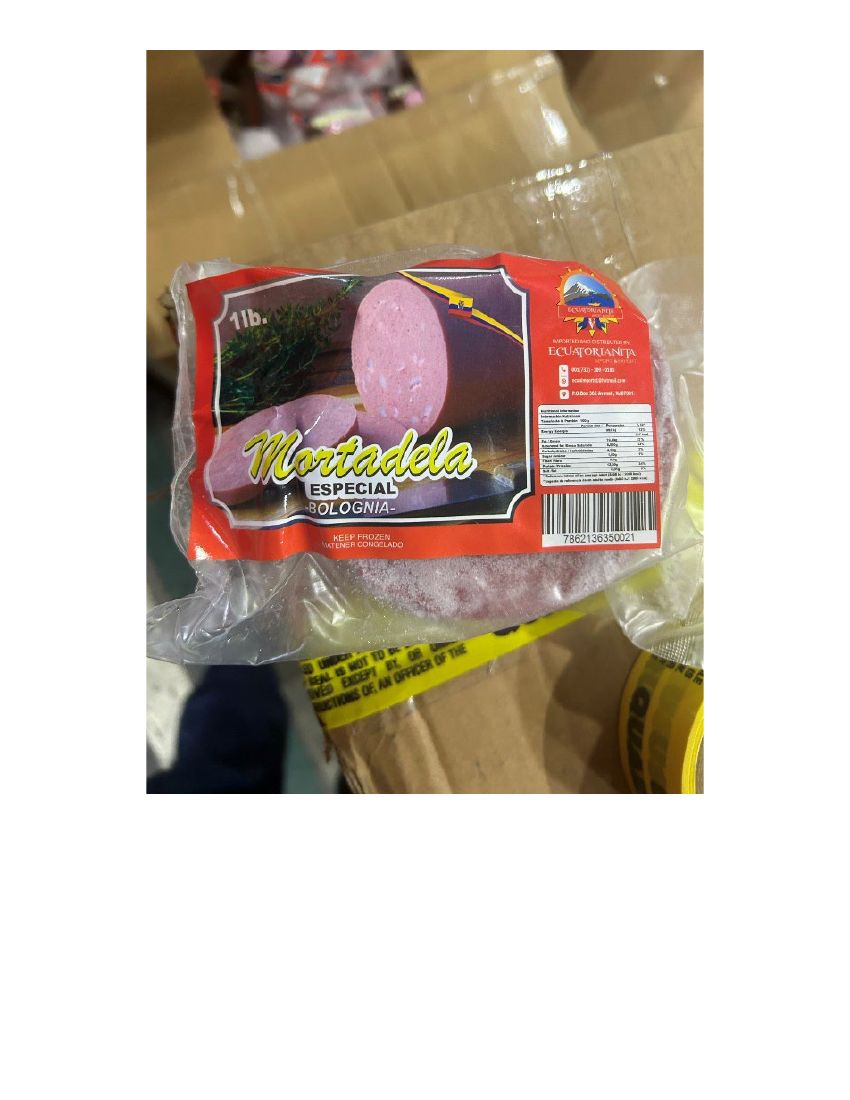 Mortadela ESPECIAL BOLOGNIA Recalled for Ineligible Import Violation