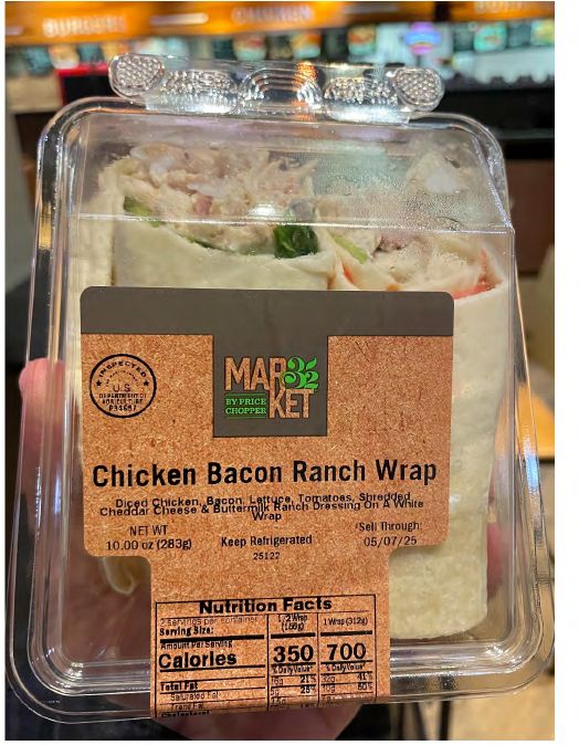 Big Y and Market 32 Chicken Bacon Ranch Wraps Recalled for Listeria