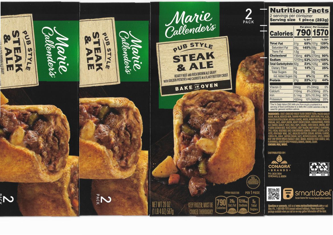 Marie Callender’s Pub Style Steak & Ale Recalled for Undeclared Soy