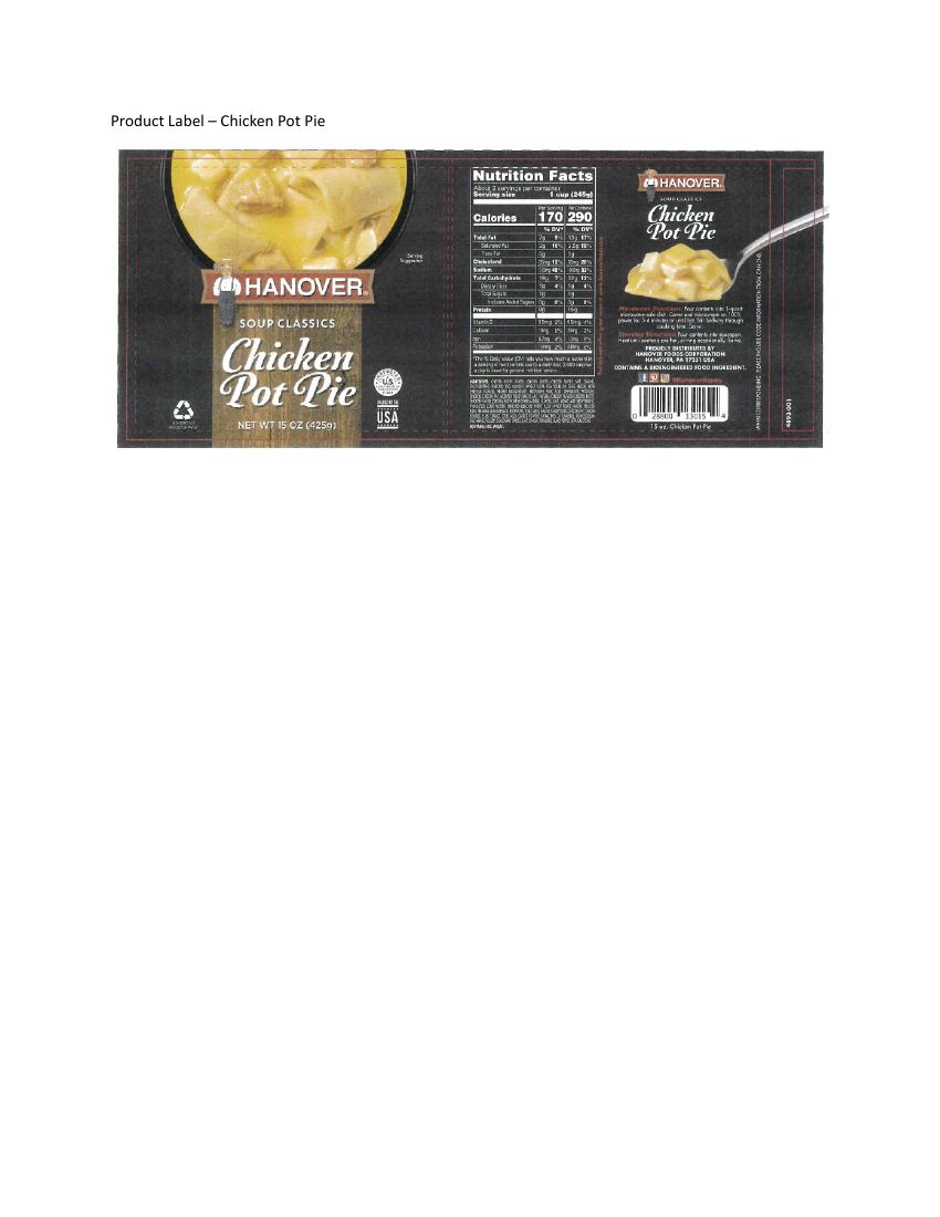 Hanover Soup Classics Chicken Pot Pie Recalled for Undeclared Soy