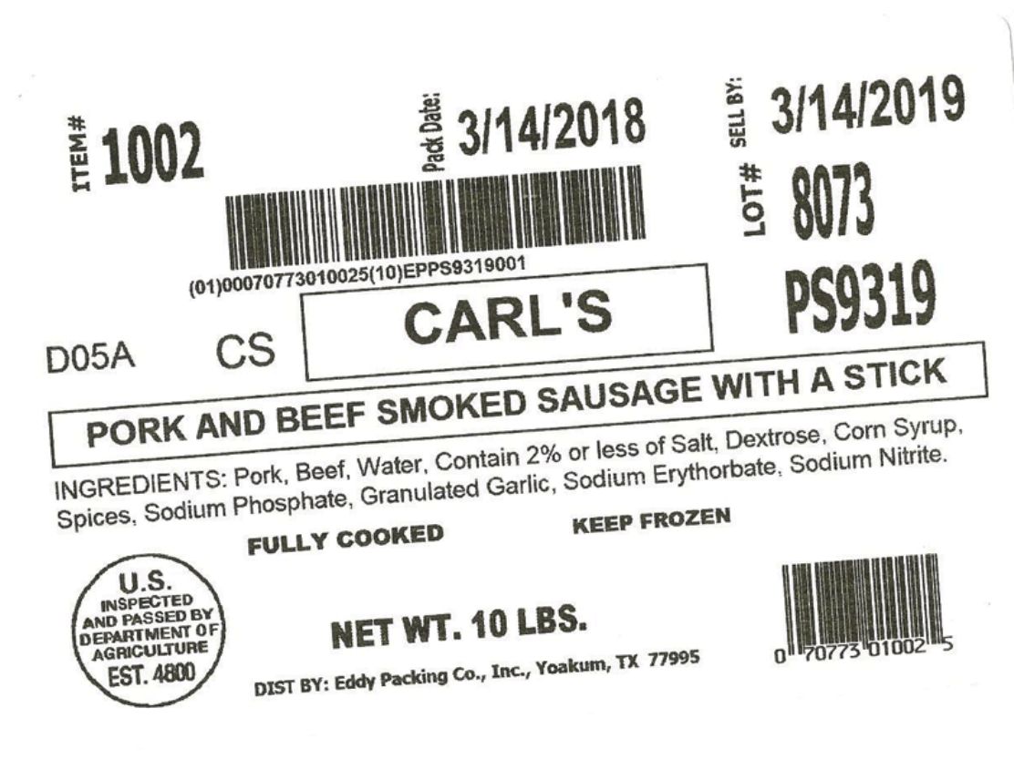 Carl's Pork and Beef Smoked Sausage Recalled for Plastic Contamination