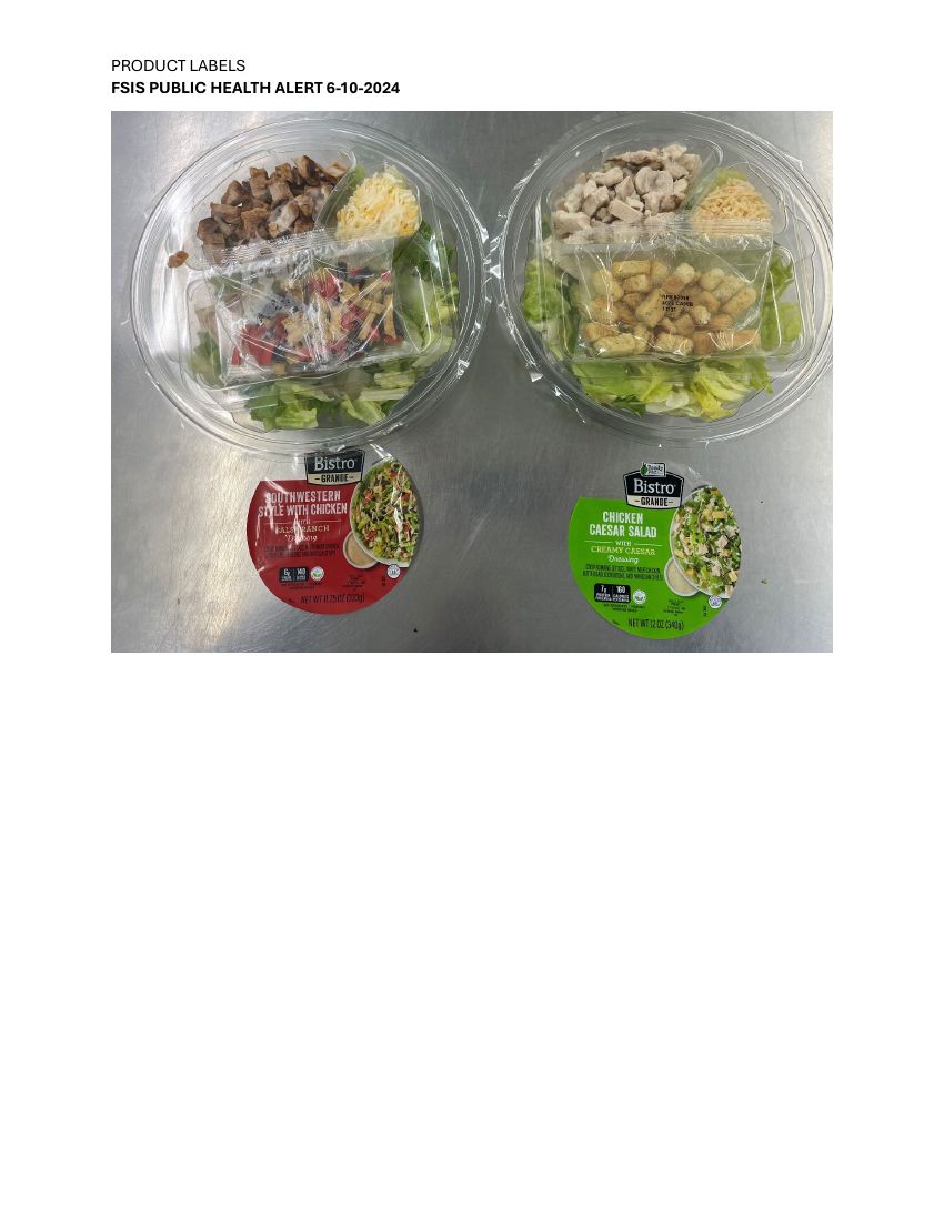 Bistro Grande Southwestern Style Salad Recalled for Undeclared Wheat and Fish