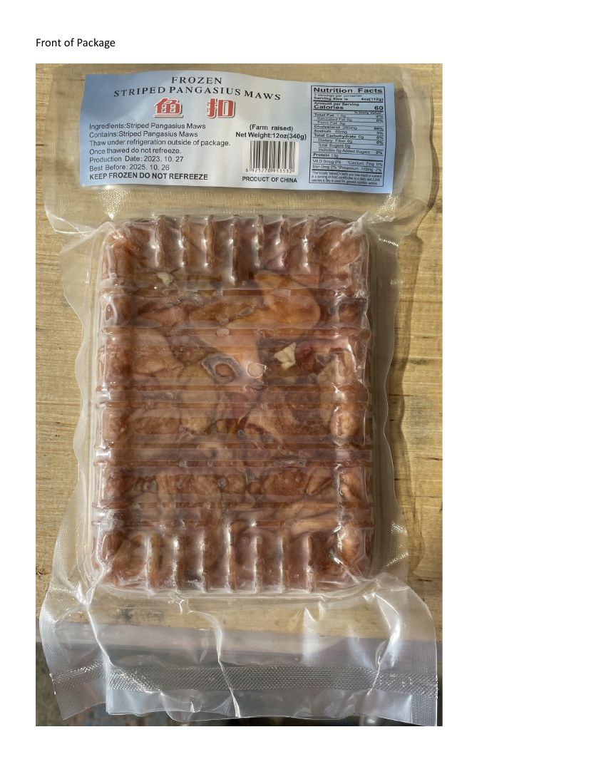 Frozen Striped Pangasius Maws Recalled for Illegal Importation