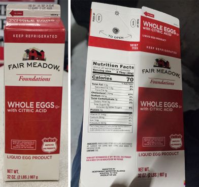 Fair Meadow Foundations Liquid Whole Eggs Recalled for Undeclared Milk