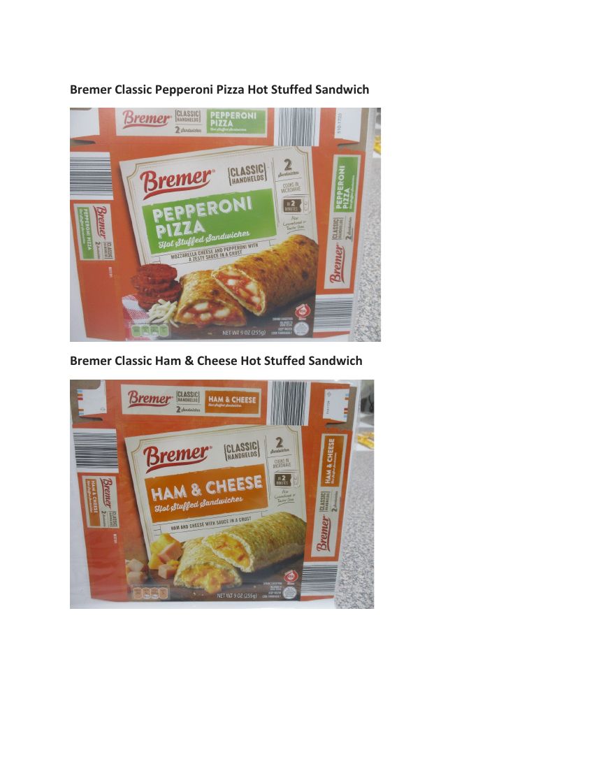 Bremer Hot Stuffed Sandwiches Recalled for Plastic Contamination