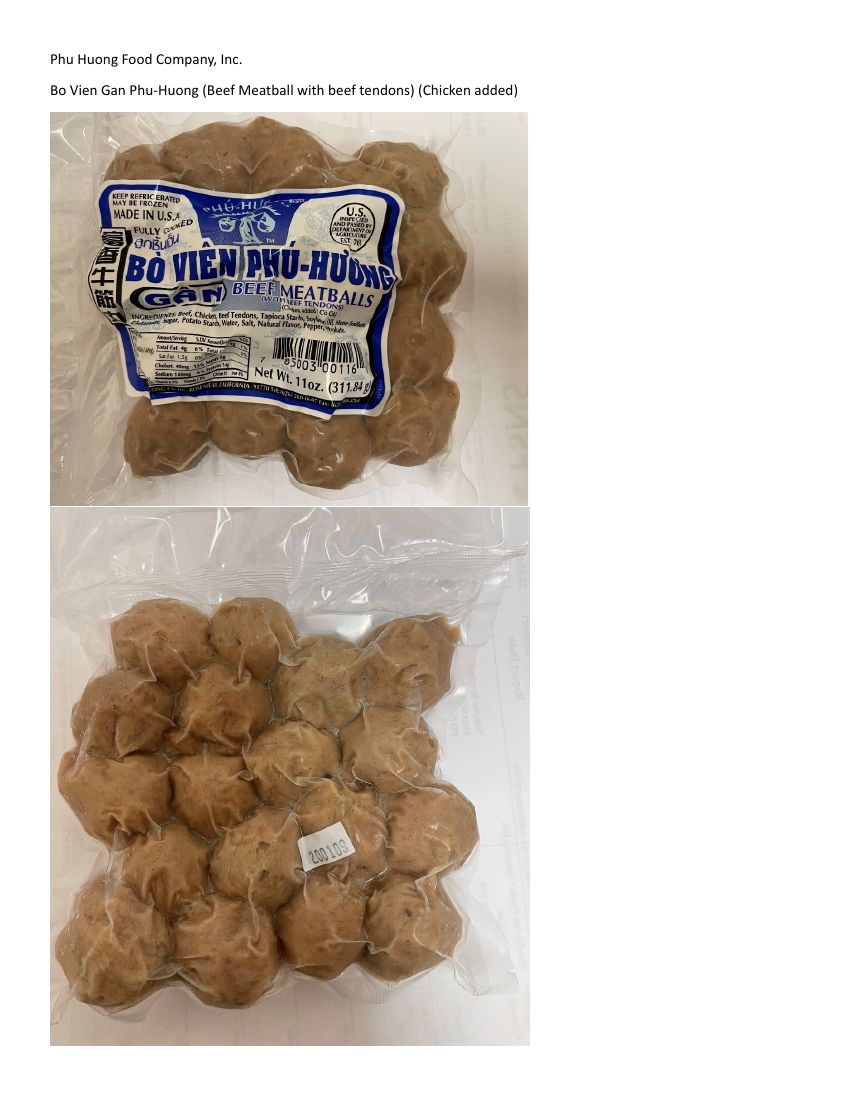 Phu Huong Beef and Chicken Meatballs Recalled for Listeria Contamination