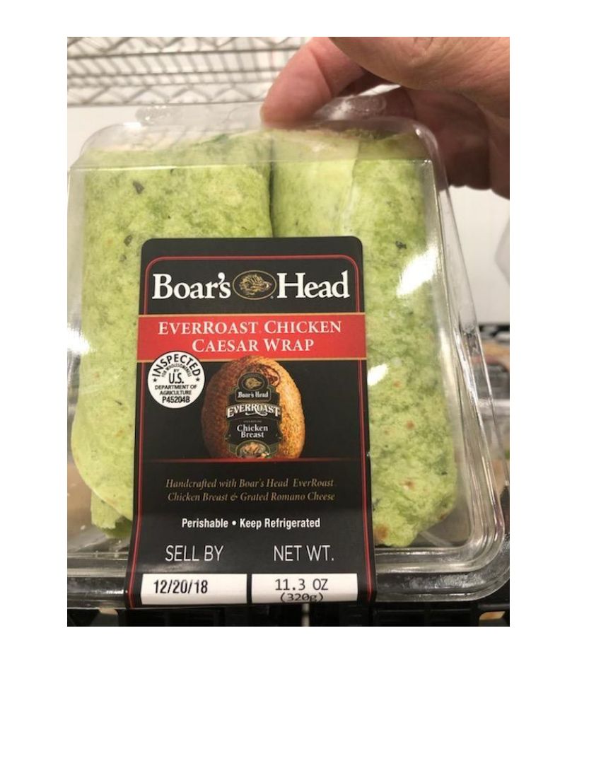 Boar's Head EverRoast Chicken Caesar Wrap Recalled for Undeclared Egg