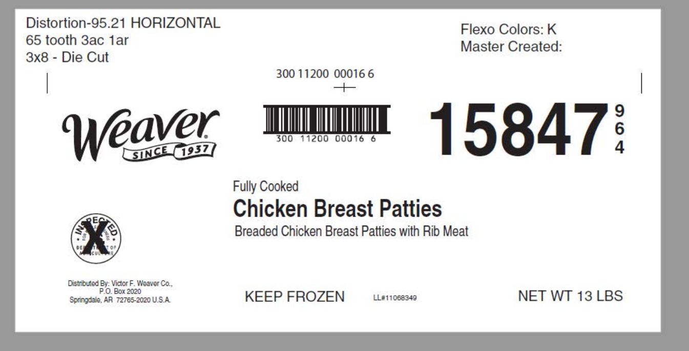 Weaver Chicken Breast Patties Recalled for Metal Contamination