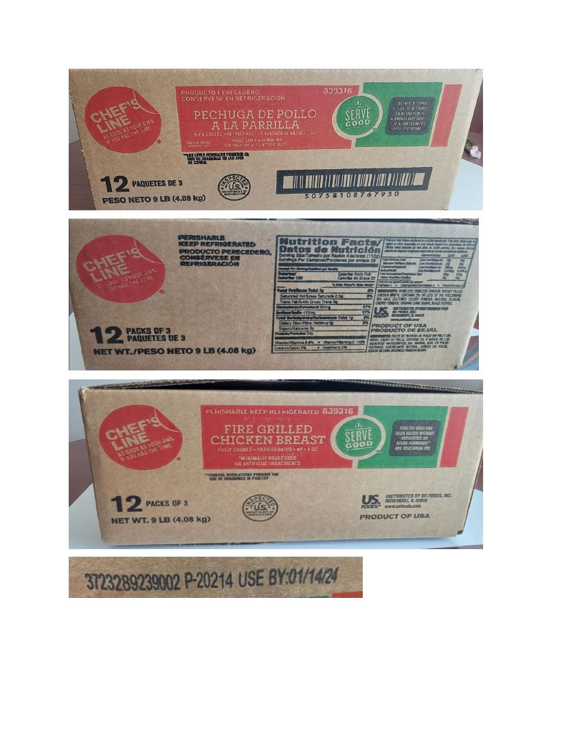 Chef’s Line Fire Grilled Chicken Breast Recalled for Potential Undercooking