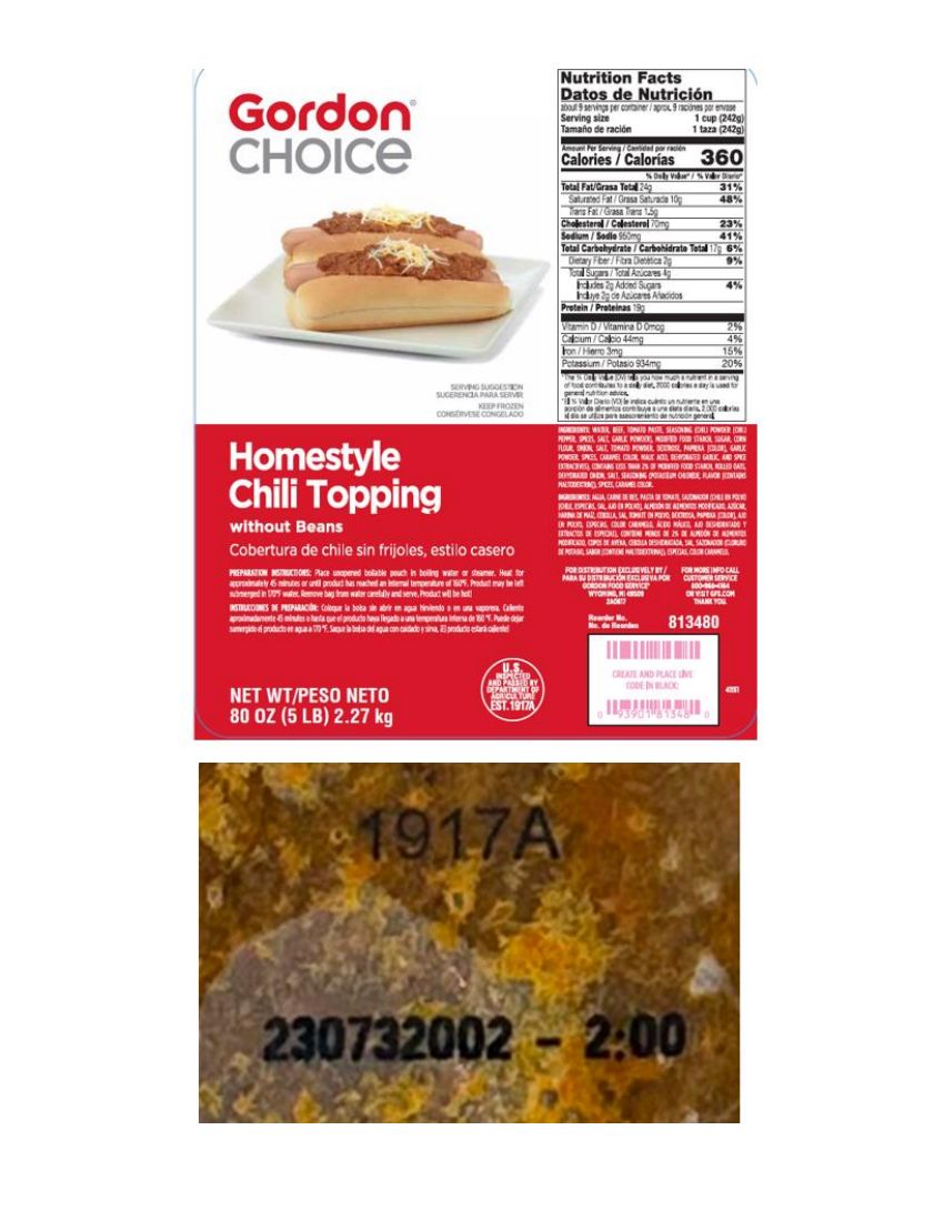 Gordon Choice Homestyle Chili Topping Recalled for Undeclared Soy