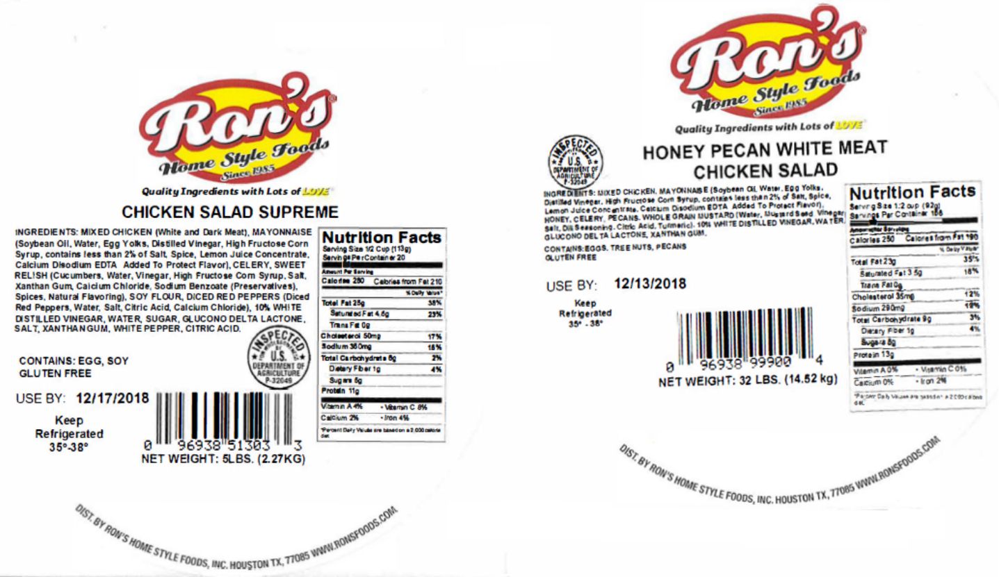 Ron's Home Style Foods Chicken Salads Recalled for Listeria Contamination